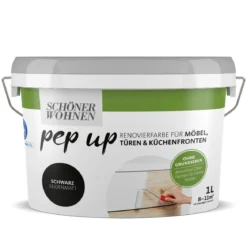 Schöner Wohnen Farbe pep up schwarz für Möbel Türen und Küchenfronten 1 L