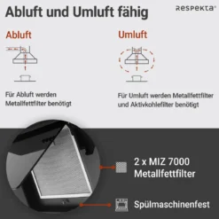 Schraeghaube 60 cm Glas EEK B schwarzmit Glasschirm LED Beleuchtung Druckkast