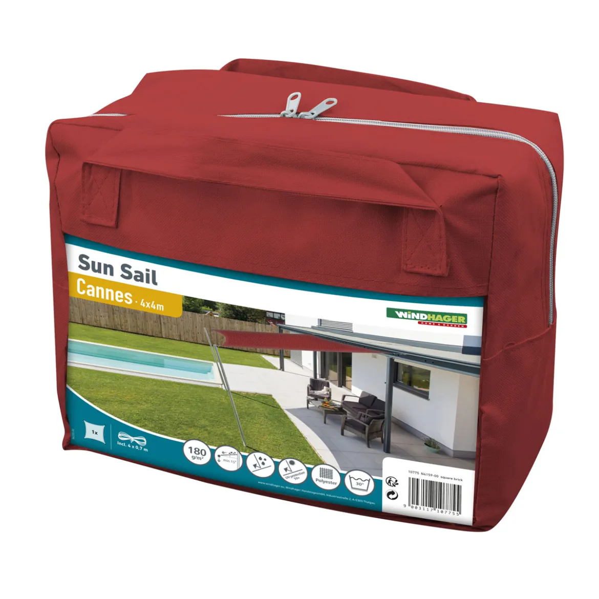 Segel Cannes Qu 4x4m brick