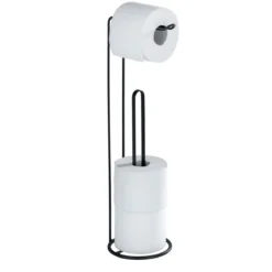 Stand Toilettenpapierhalter 2 in 1,Lugano schwarz