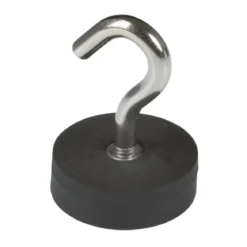 Suki Topfmagnet Neodym mit Schraubhaken M5 Ø 28 x 38 mm, gummiert, silber-schwarz