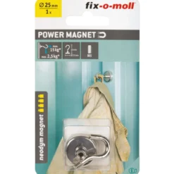 Suki Topfmagnet Neodym mit Schraubhaken M5 Ø 25 x 40 mm, silber