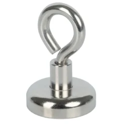 Suki Topfmagnet Neodym mit Öse Ø 20 x 37 mm, Gewindebuchse M4, silber