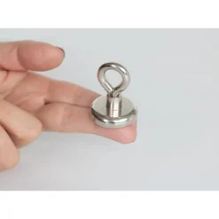 Suki Topfmagnet Neodym mit Öse Ø 32 x 44 mm, Gewindebuchse M6, silber
