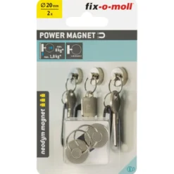 Suki Topfmagnet Neodym Ø 20 mm, mit Schlüsselring Ø 20 mm, silber