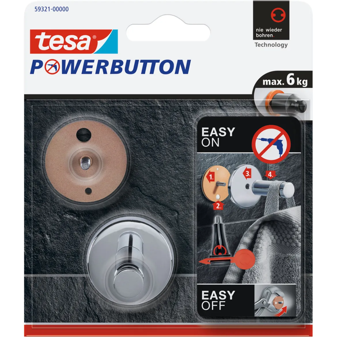 Tesa Haken Powerbutton classic Rund