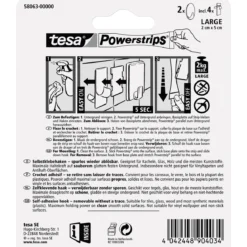 Tesa Haken Powertstripe Large Oval mattchrom 2 Haken und 4 Strips