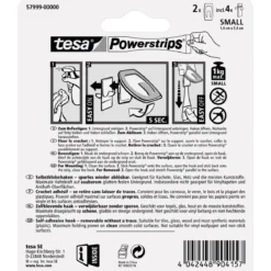 Tesa Haken Powertstripe Small Metallic 2 Haken und 4 Strips