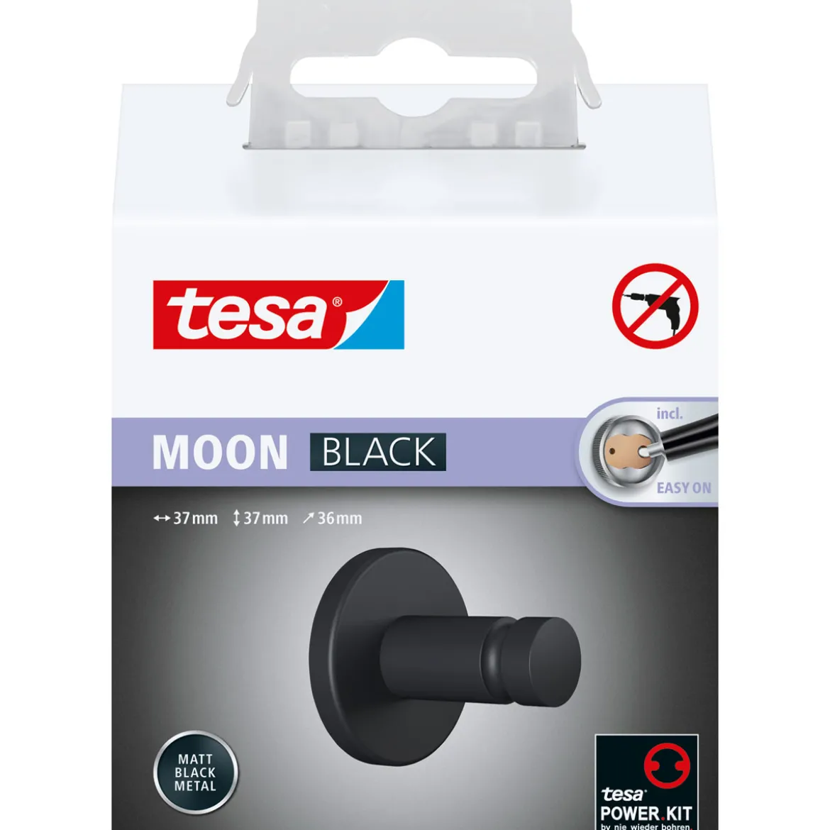 Tesa Handtuchhaken Moon mattschwarz
