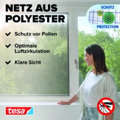 Tesa IS Pollen- & Insektengitter für bodentiefe Fenster, anthrazit, 1,2x2,4m
