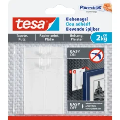 Tesa Klebenagel für Tapete und Putz 2 Stück Traglast 2 x 2 kg