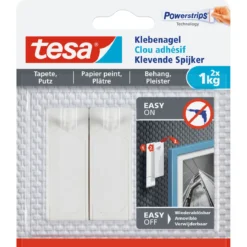 Tesa Klebenagel für Tapete und Putz 2 Stück Traglast 2 x 1 kg
