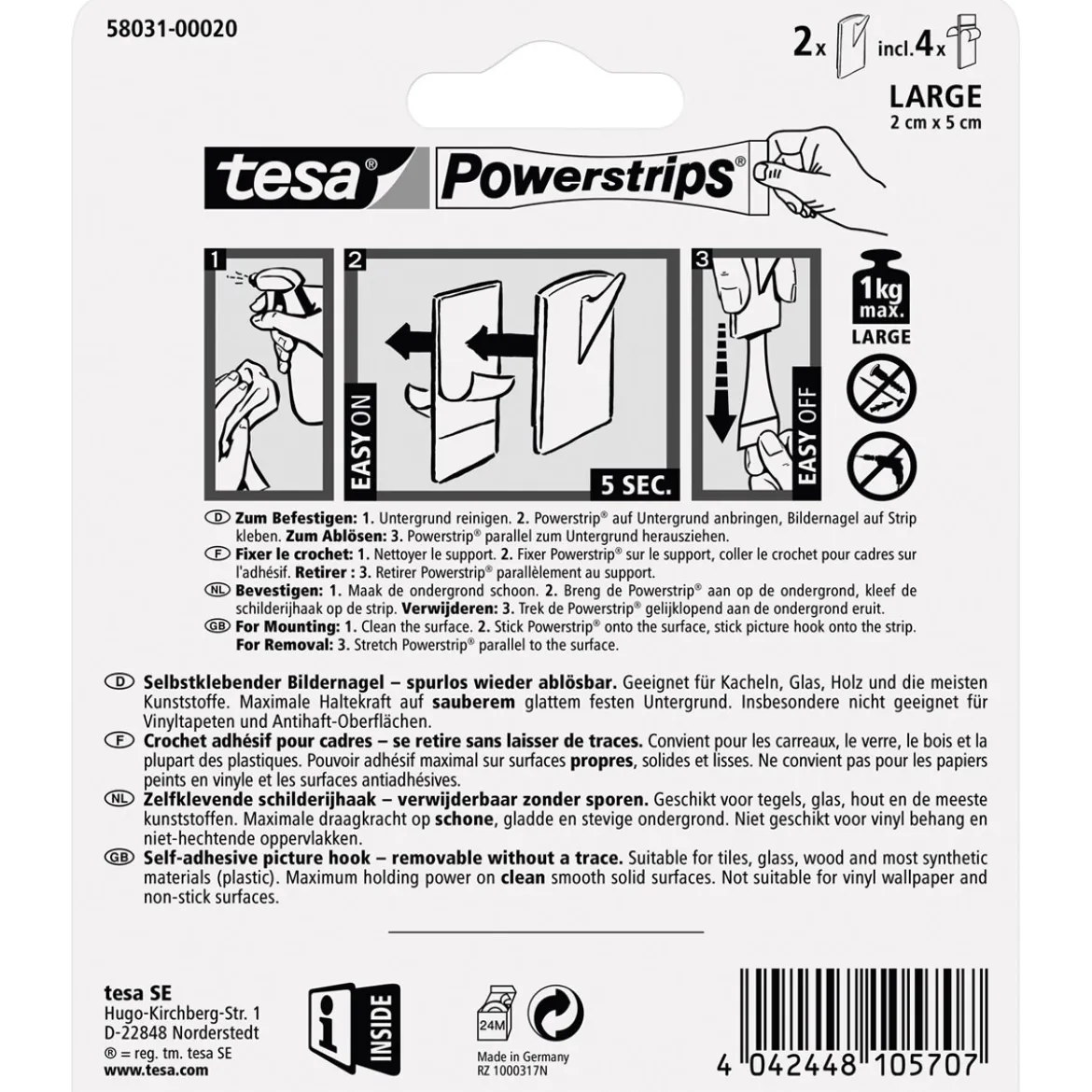 Tesa Power-Strips Bilder-Nagel