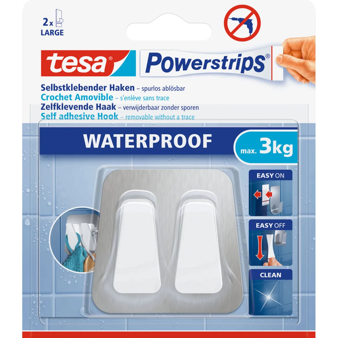 Tesa Powerstrips Waterproof Duo Haken Metall und Plastik