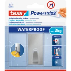 Tesa Powerstrips Waterproof Haken Large Metall rechteckig