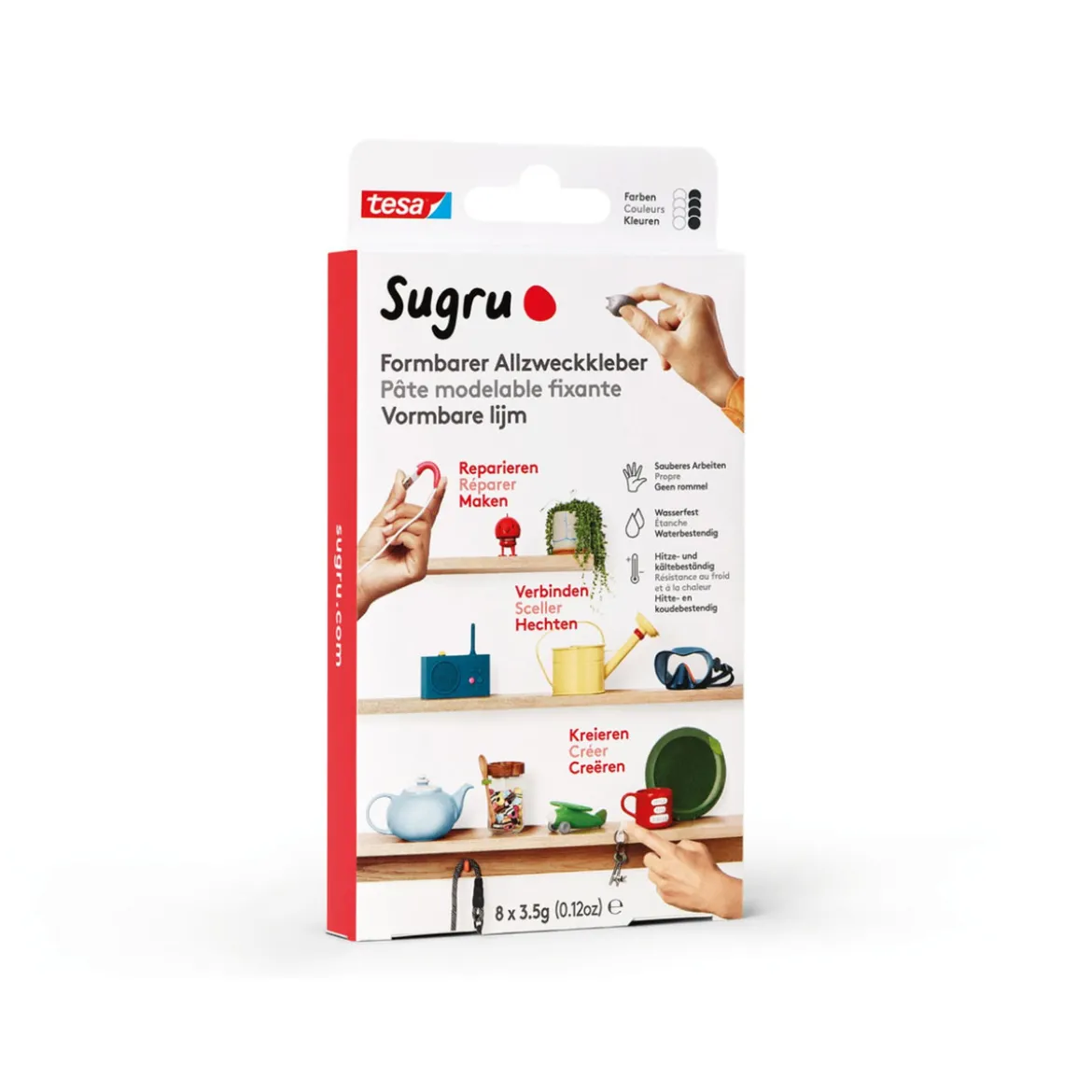 Tesa Segru Allzweckklebeknete weiß 3er Set