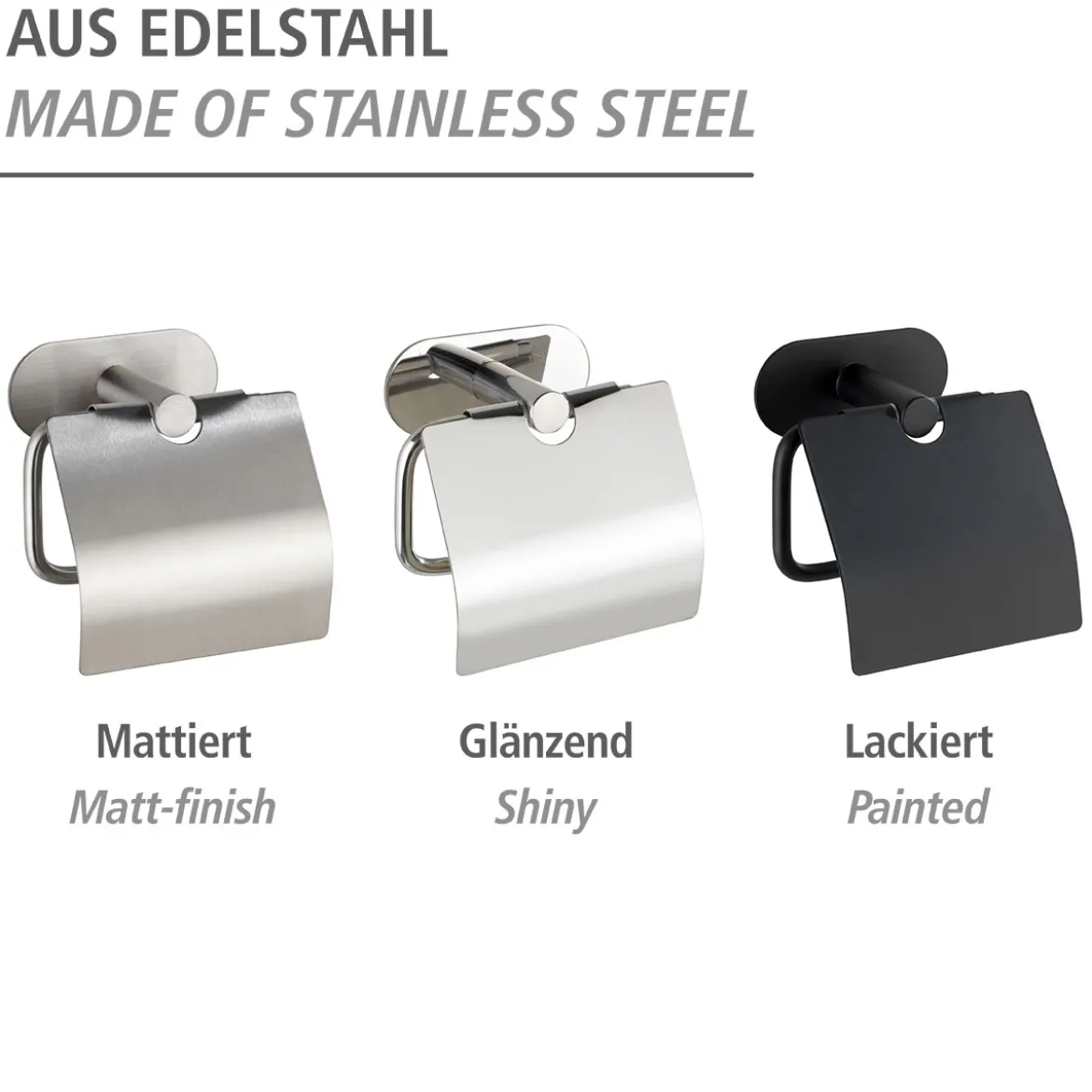 Toilettenpapierhalter mit Deckel OreaMatt Turbo-Lock Edelstahl