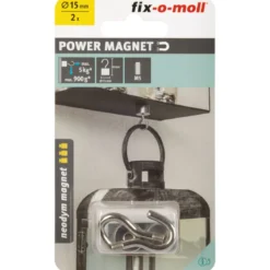 Topfmagnet Neodym mit Schraubhaken M5 Ø 15 x 38 mm, silber