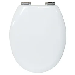 Valblue WC-Sitz Turin weiss, MDF-Holzkern, mit Absenkautomatik, Metallscharniere verchr.