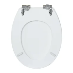 Valblue WC-Sitz Turin weiss, MDF-Holzkern, mit Absenkautomatik, Metallscharniere verchr.
