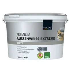 Vincent Fassadenfarbe Premium Aussenweiss Extreme matt 10 L