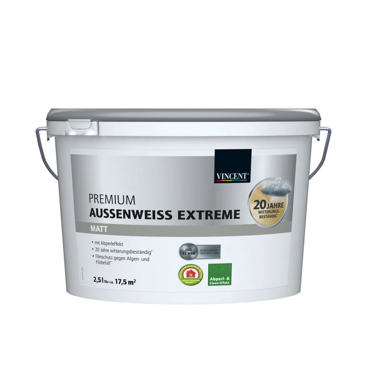Vincent Fassadenfarbe Premium Aussenweiss Extreme matt 2,5 L