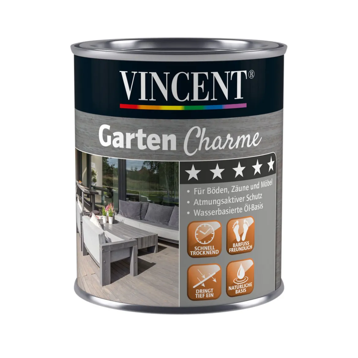 Vincent Garten Charme hellgrau 0,75 L