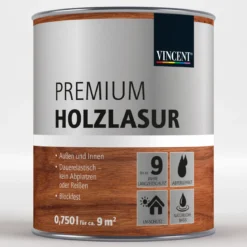 Vincent Premium Holzlasur Nussbaum Dunkel 0,75 L