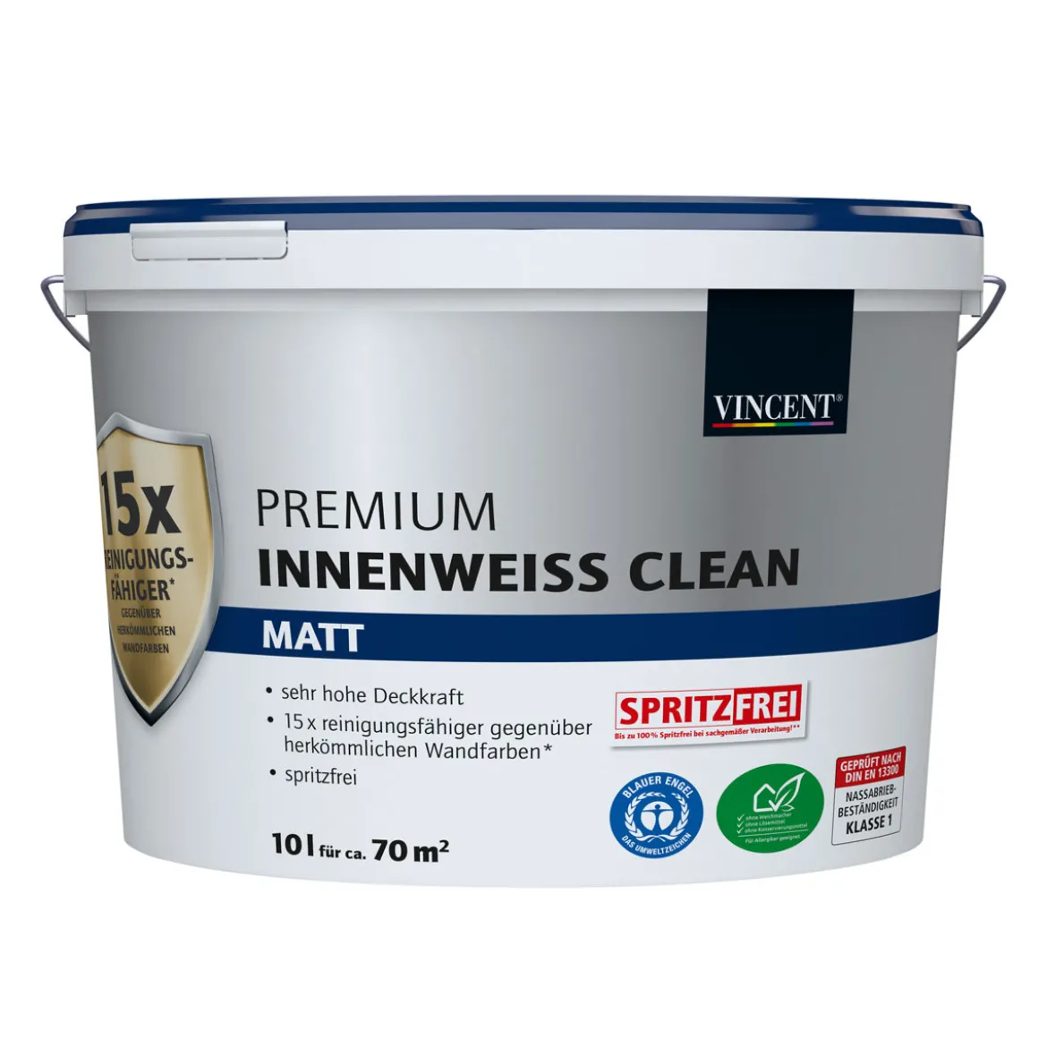 Vincent Wand- und Deckenfarbe Premium Innenweiss Clean matt 10 L