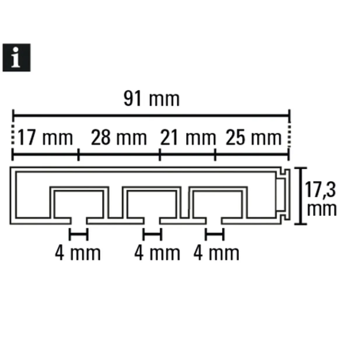 Vorhangschiene GE 3 210cm weiß