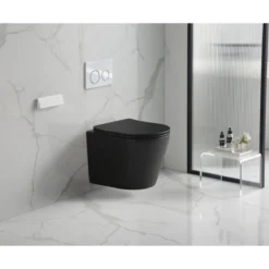 Wand-WC-Set Nakia mattschwarz spuelrand-los inkl. Deckel m. Absenkautomatik