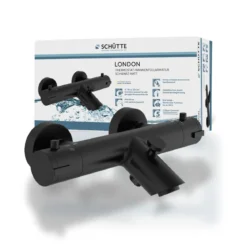 Wannentherm. London,schwarz-matt, 1/2Verbruehschutz und Wassersparfunktion