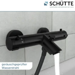 Wannentherm. London,schwarz-matt, 1/2Verbruehschutz und Wassersparfunktion