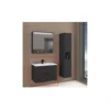 Waschtisch Amy, 80cm, Farbe: Matt-Schwarz, mit 2 Schubladen und Soft-Close-Funktion