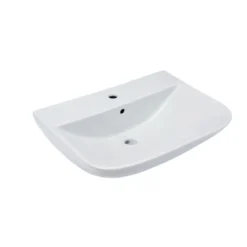 Waschtisch Rivo, Breite 60cm,Tiefe 45cm,matt weiss, mit Ueberlauf u. Hahnloch