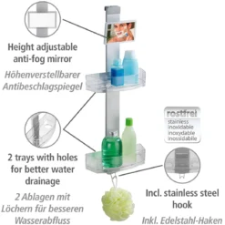 Wenko Duschcaddy Premium mit 2 Ablagen und Edelstahl-Haken
