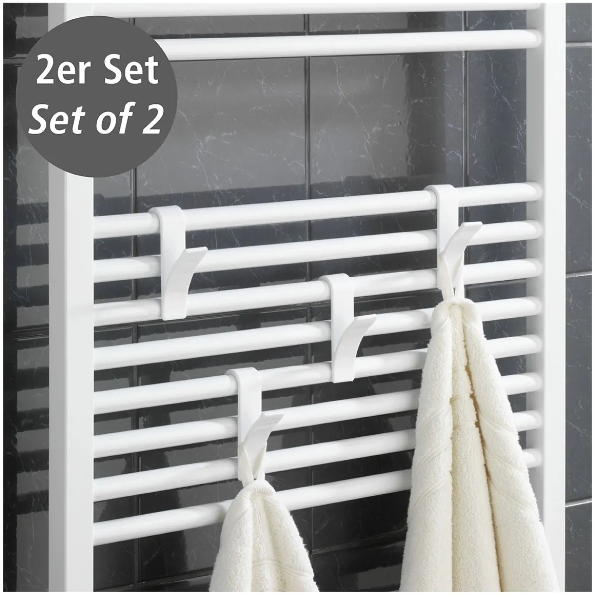 Wenko Haken für Handtuchheizkörper weiß 2er Set