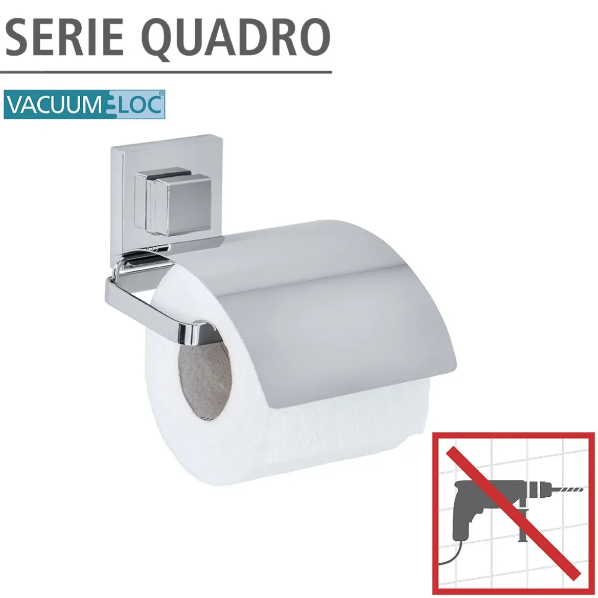 Wenko Vacuum-Loc Toilettenpapierhalter Cover Quadro
