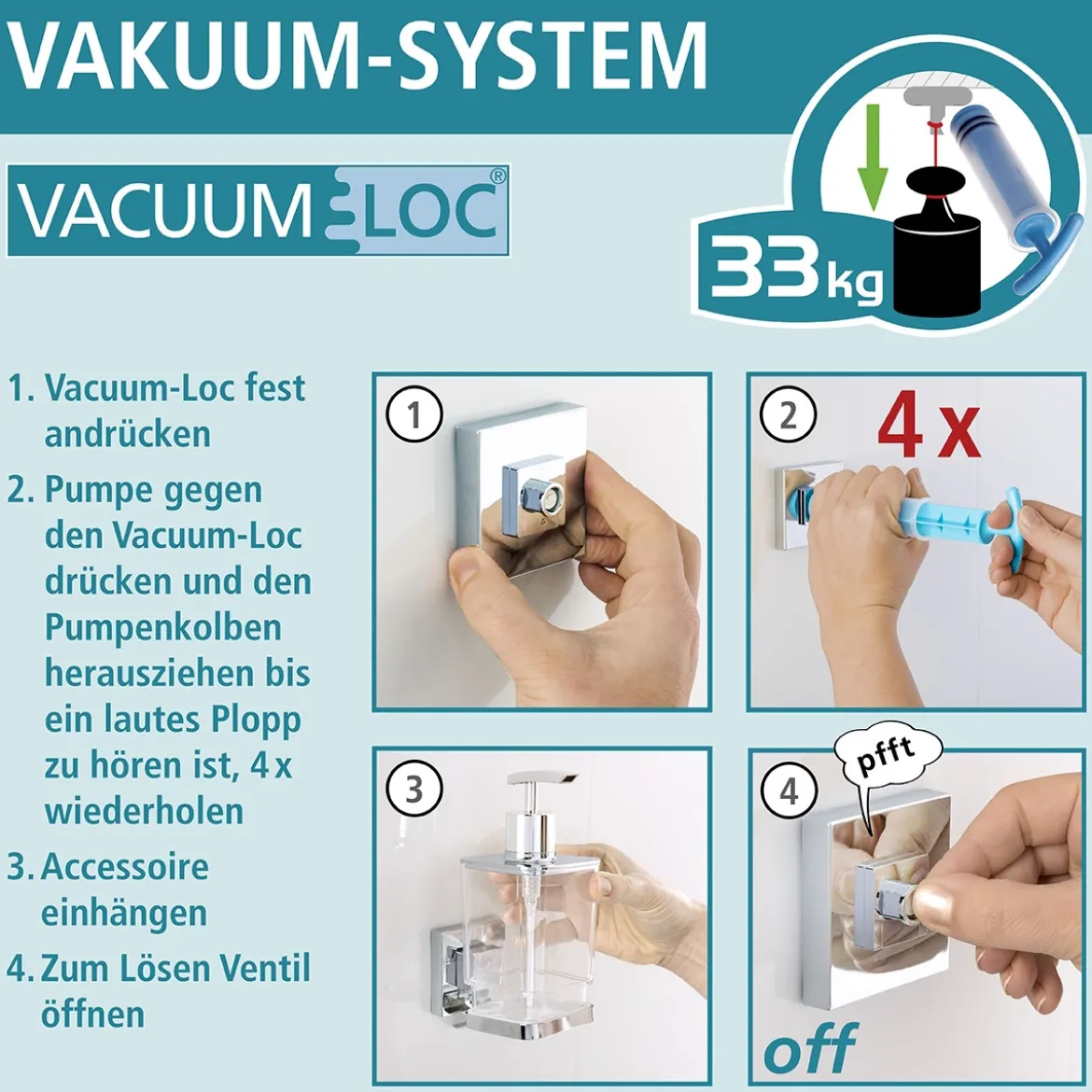 Wenko Vacuum-Loc Wandablage Quadro