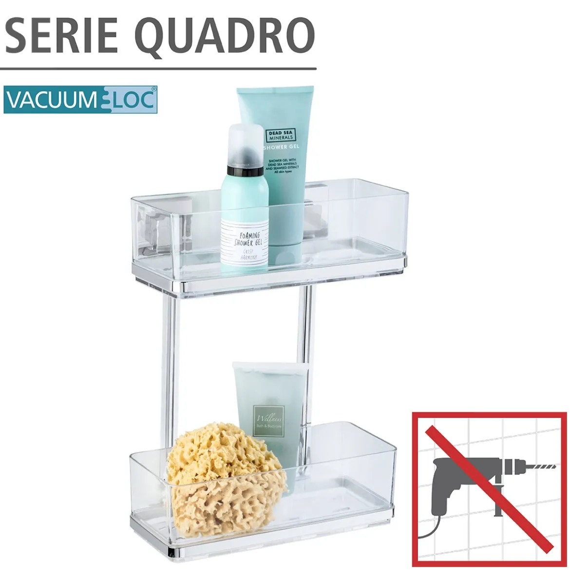 Wenko Vacuum-Loc Wandregal Quadro 2 Etagen